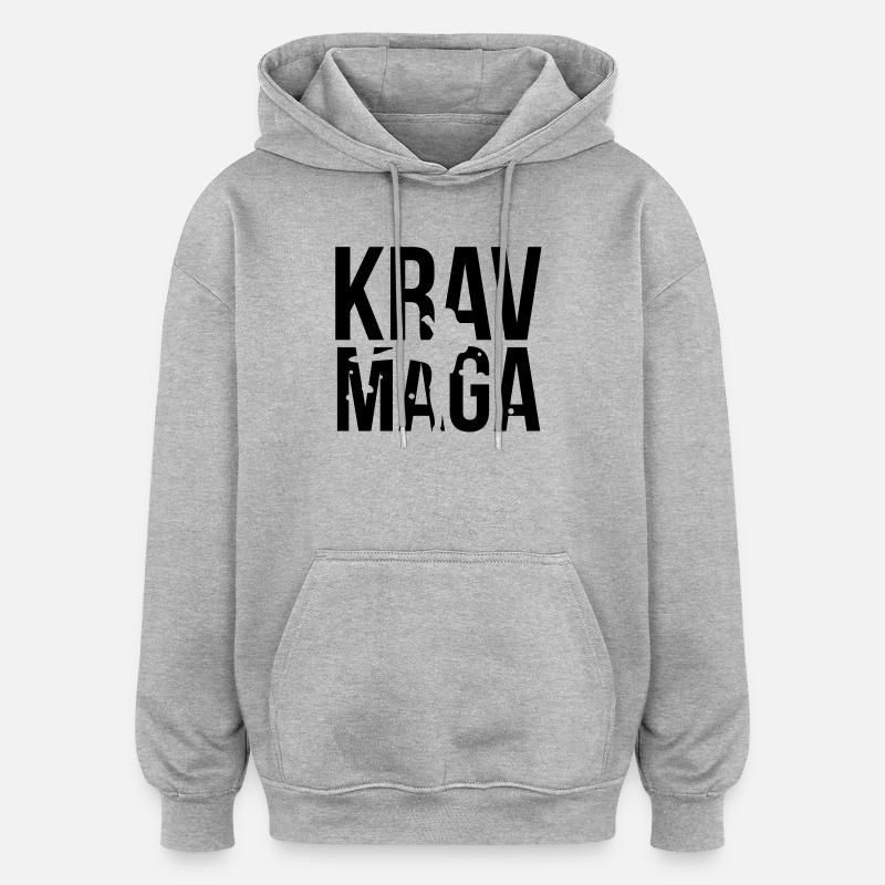 krav maga - Sweat à capuche oversize unisexe - gris chiné