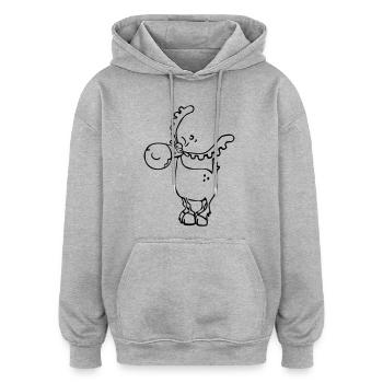 Elch - Hirsch - Rentier - Wild - Oversized Unisex Hoodie - Grau meliert - Vorne - Noah (186cm)