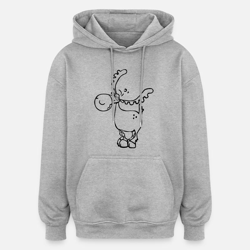 Alces - Élan -Orignal - Sweat à capuche oversize unisexe - gris chiné