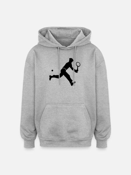 tennis retro - Sweat à capuche oversize unisexe - gris chiné