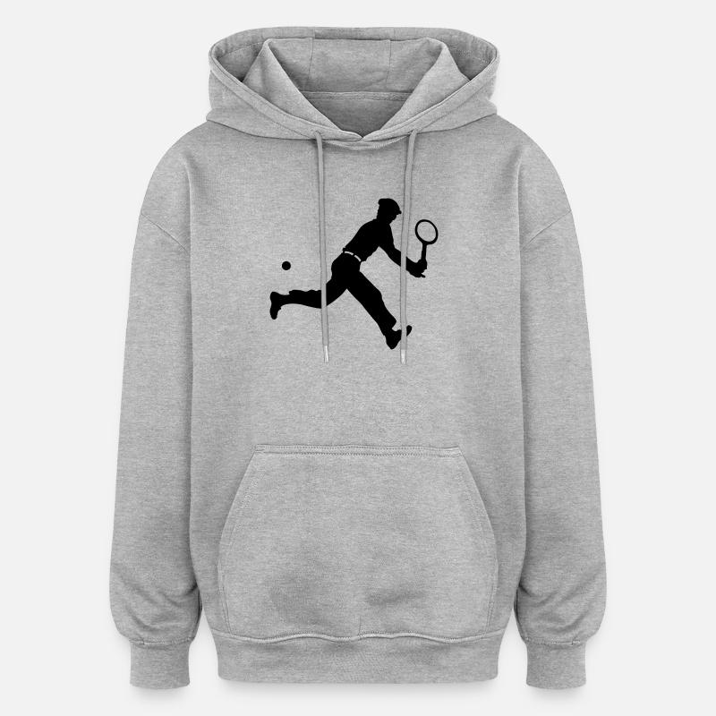 tennis retro - Sweat à capuche oversize unisexe - gris chiné