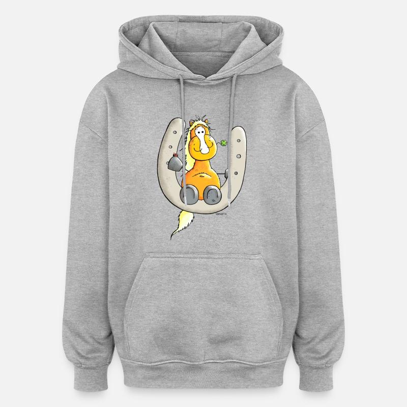 Glückspferd - Pferd - Glück - Oversized Unisex Hoodie - Grau meliert