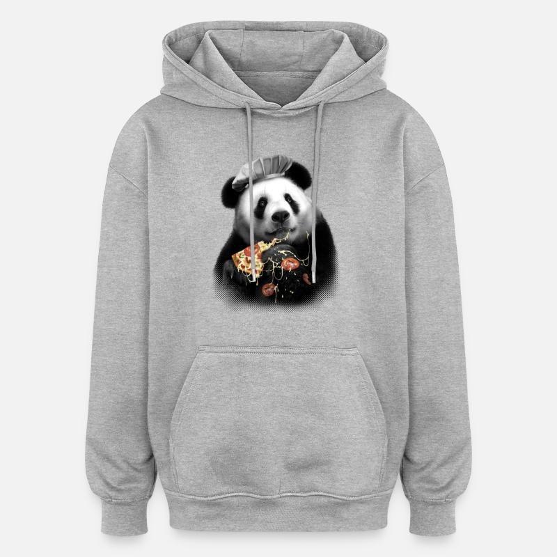 Pizza Panda - Sweat à capuche oversize unisexe - gris chiné