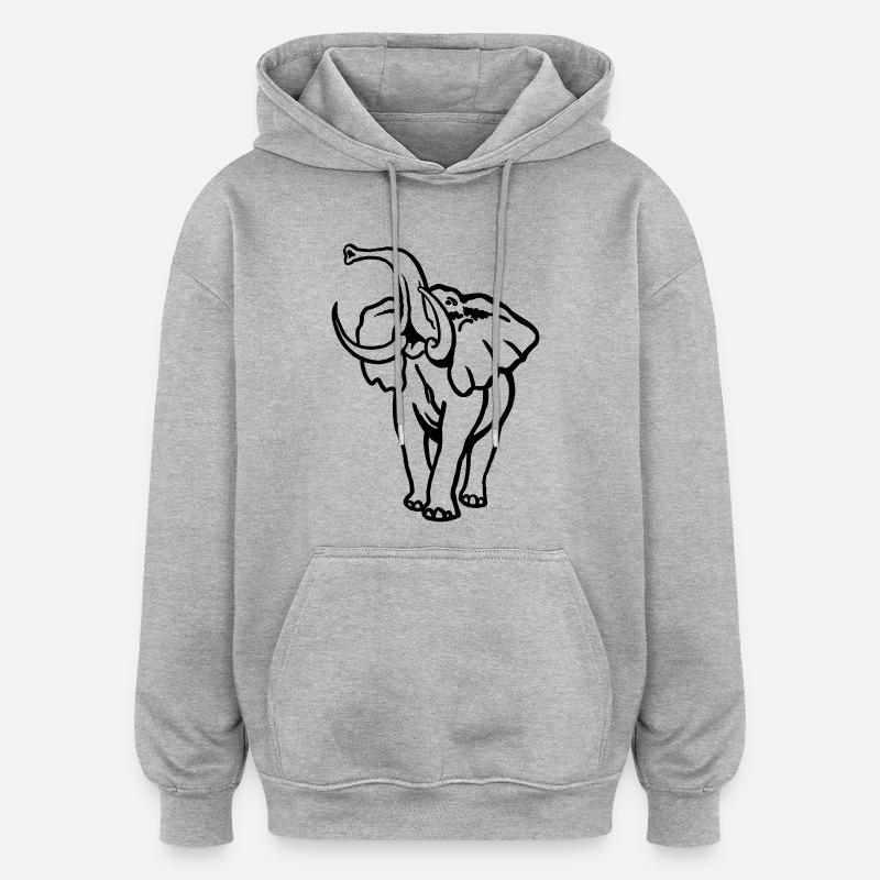 Eléphant d’Afrique I Bull - Sweat à capuche oversize unisexe - gris chiné