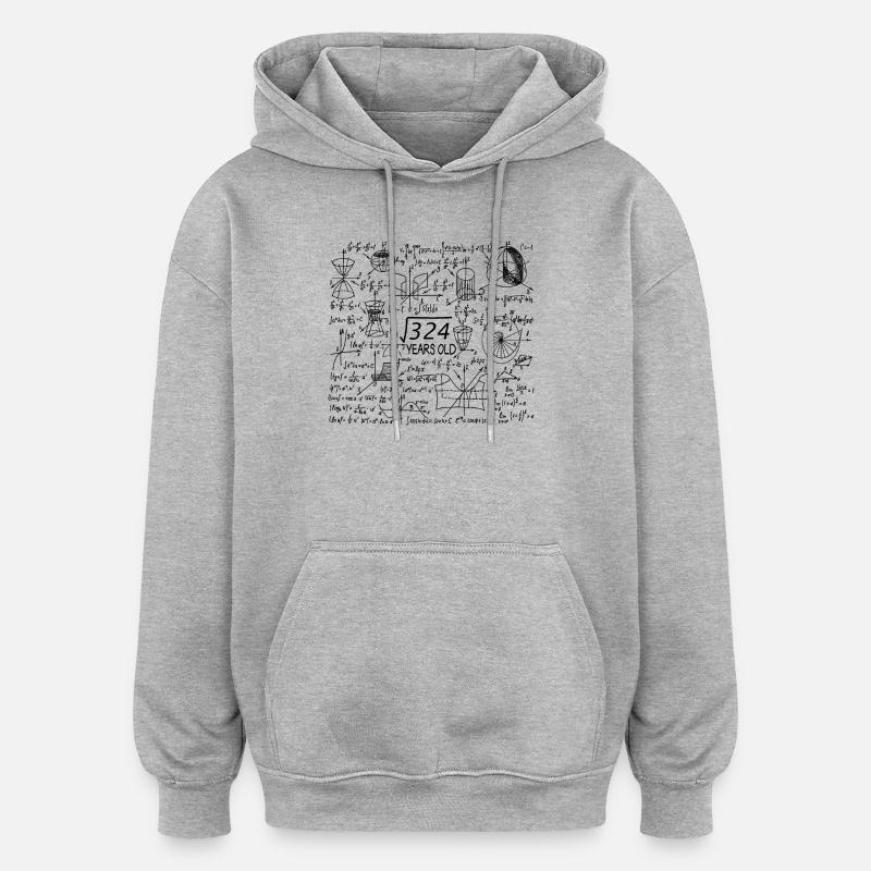 18e anniversaire Maths - Sweat à capuche oversize unisexe - gris chiné