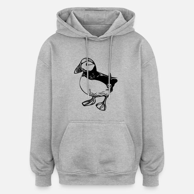 Macareux millésimés - Sweat à capuche oversize unisexe - gris chiné