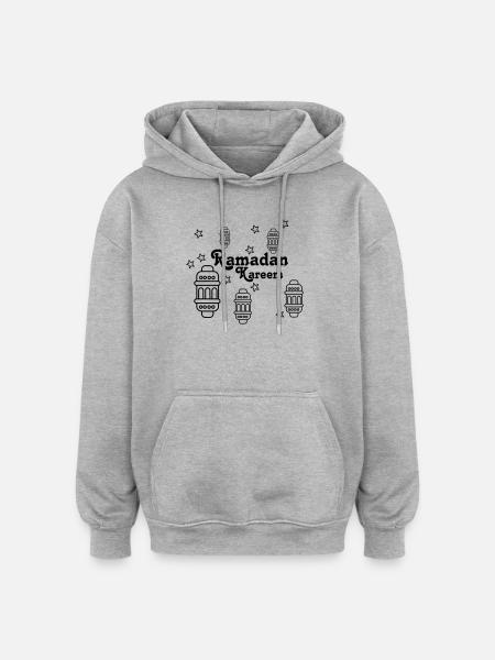 Ramadan Kareem star and lights - Oversized Unisex Hoodie - heather grey
