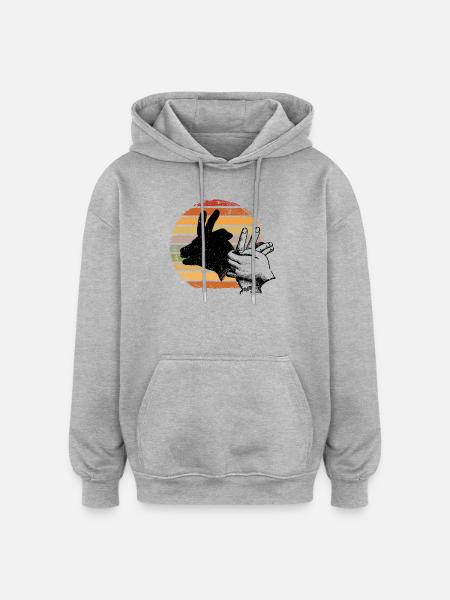 Retro Sunset Peace-Zeichen-Silhouette - Oversized Unisex Hoodie - Grau meliert
