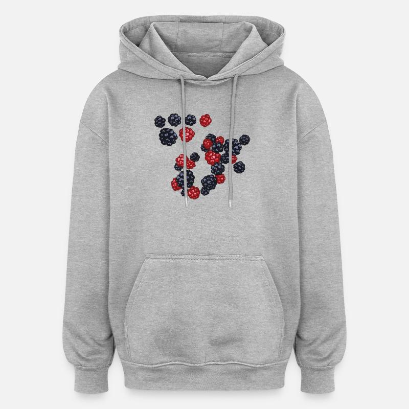Brombeeren - Oversized Unisex Hoodie - Grau meliert
