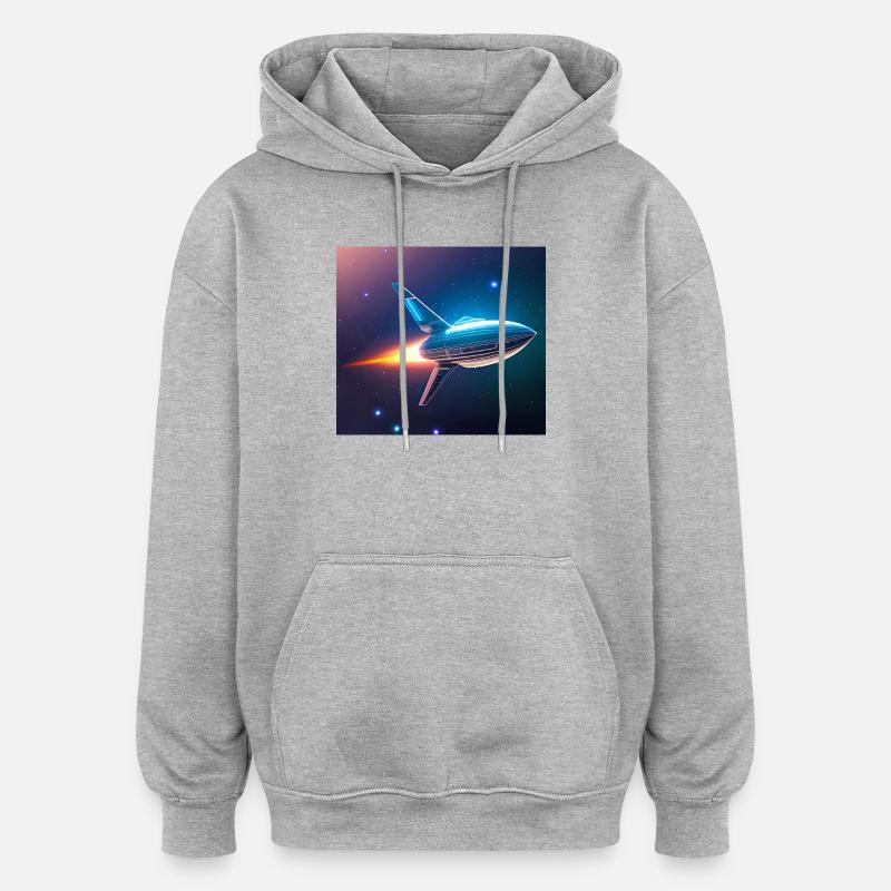 Raketenflug - Oversized Unisex Hoodie - Grau meliert