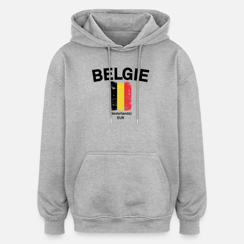 Drapeau belge des broussailles vieilli - Sweat à capuche oversize unisexe - gris chiné