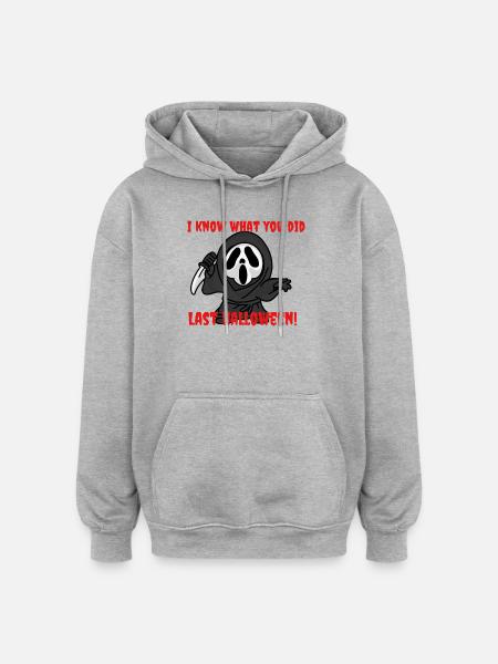 Geister-Slasher Halloween Motiv - Oversized Unisex Hoodie - Grau meliert