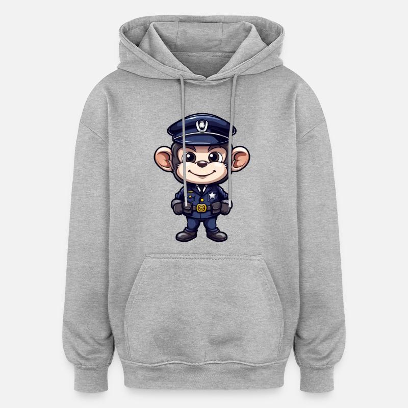 Polizei Äffchen - Oversized Unisex Hoodie - Grau meliert