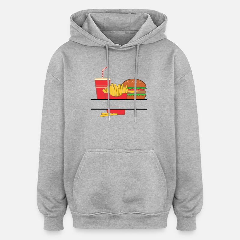 Pommesbuden-Logo oder Restaurant-Emblem - Oversized Unisex Hoodie - Grau meliert