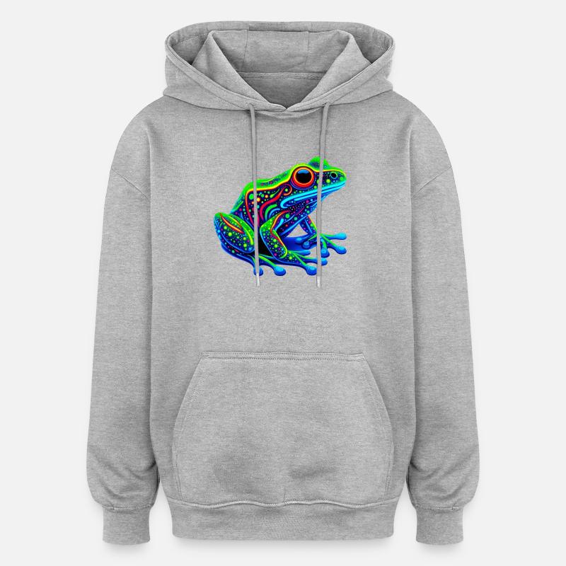 Frosch - Oversized Unisex Hoodie - Grau meliert