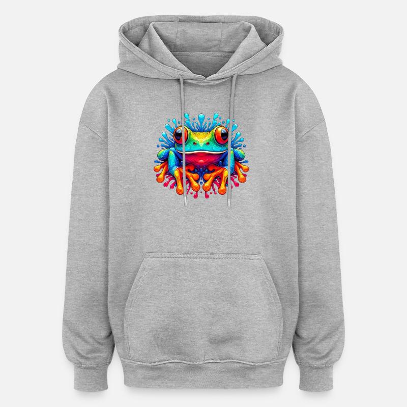 Frosch - Oversized Unisex Hoodie - Grau meliert