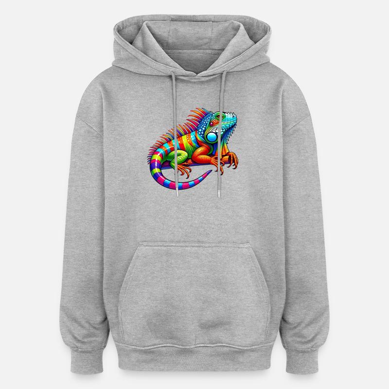 Iguane - Sweat à capuche oversize unisexe - gris chiné