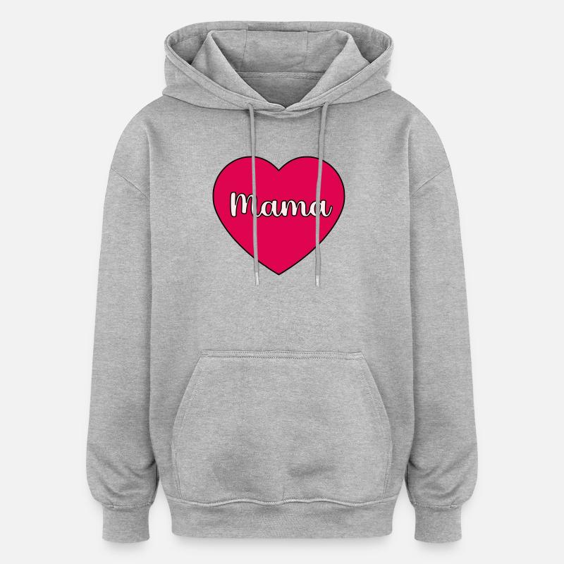 Mama-Herz - Oversized Unisex Hoodie - Grau meliert