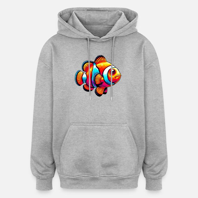 Clownfisch - Oversized Unisex Hoodie - Grau meliert