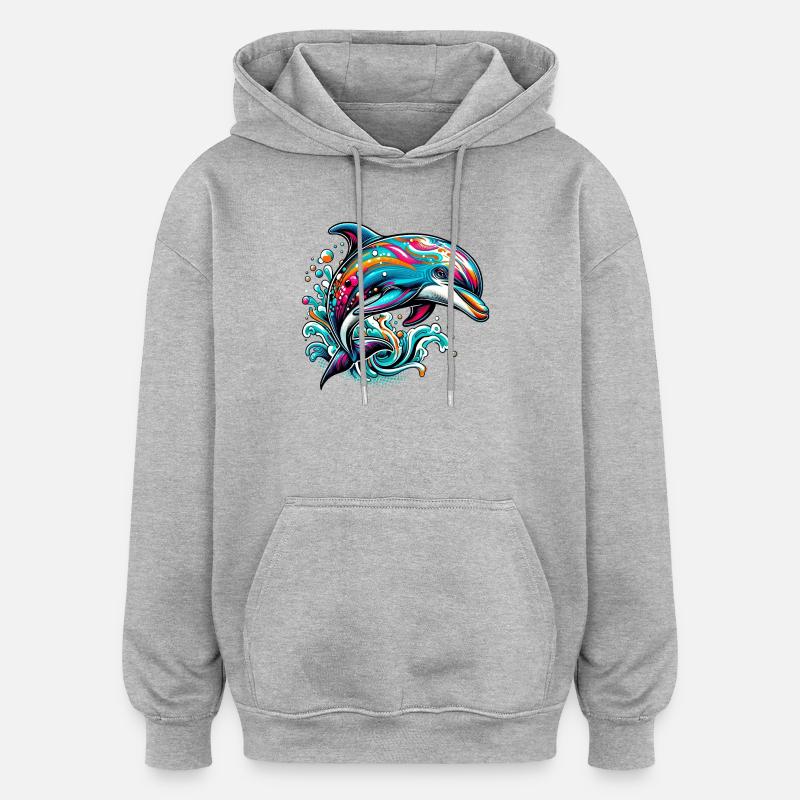 Delfin - Oversized Unisex Hoodie - Grau meliert