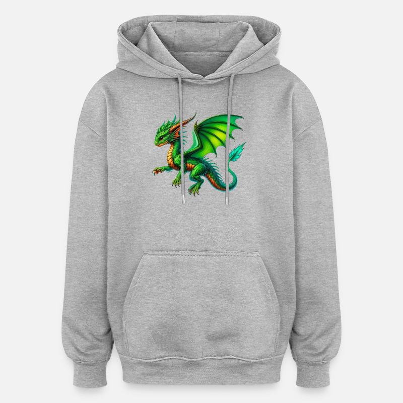 Dragon - Sweat à capuche oversize unisexe - gris chiné