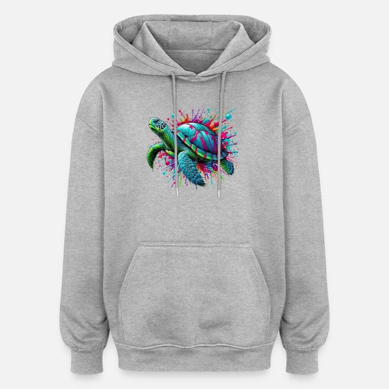 Tortue - Sweat à capuche oversize unisexe - gris chiné
