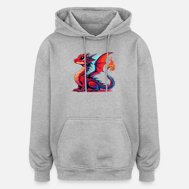 Dragon - Sweat à capuche oversize unisexe - gris chiné