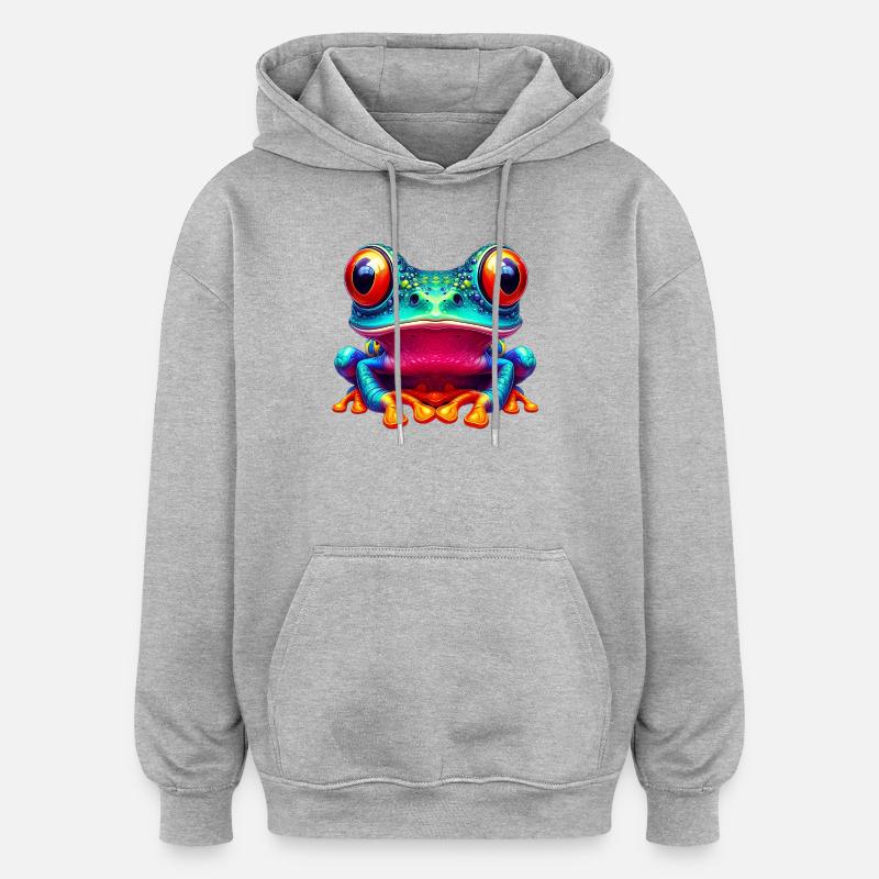 Frosch - Oversized Unisex Hoodie - Grau meliert