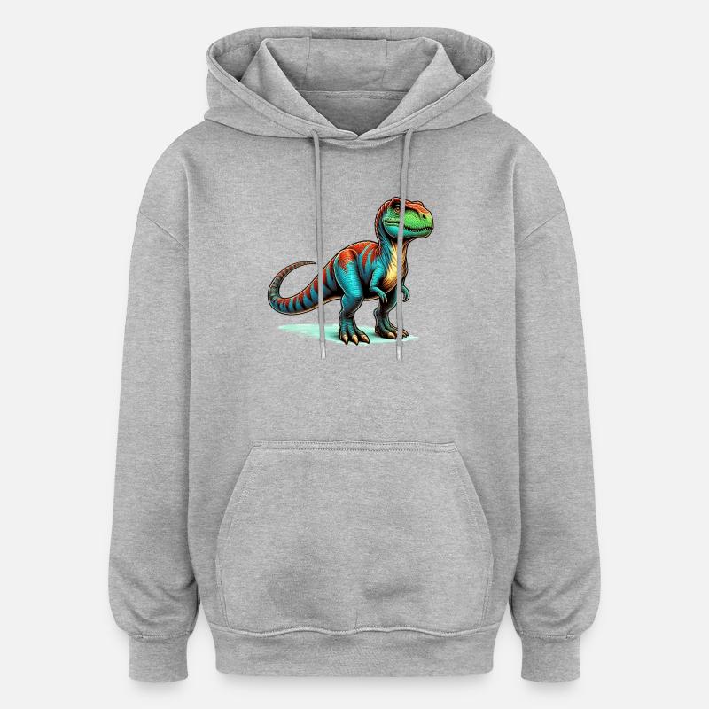 Dinosaurier - Oversized Unisex Hoodie - Grau meliert