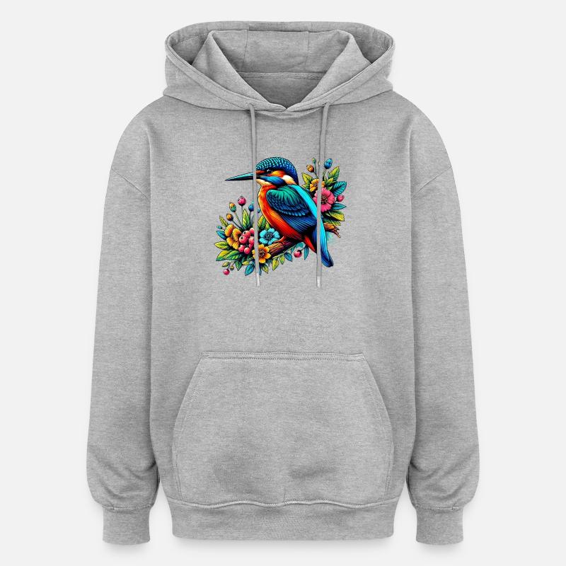 Martin-pêcheur - Sweat à capuche oversize unisexe - gris chiné