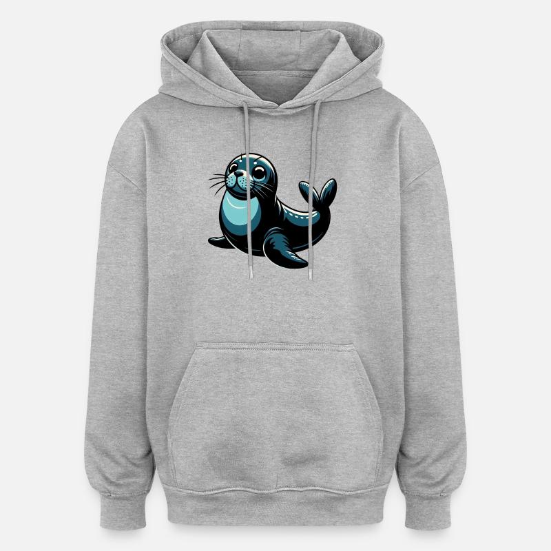 Phoque - Sweat à capuche oversize unisexe - gris chiné