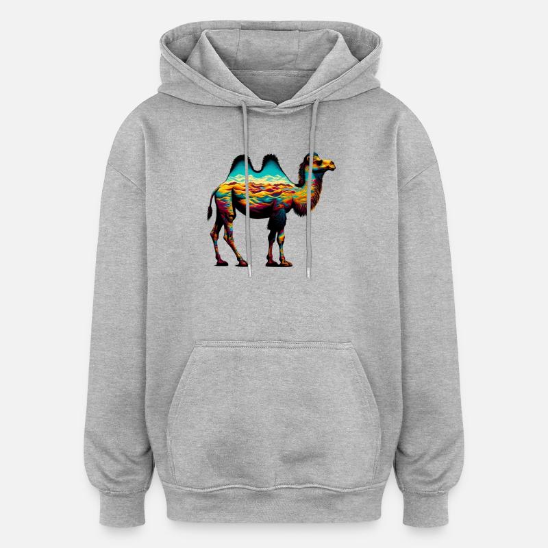 Chameau - Sweat à capuche oversize unisexe - gris chiné
