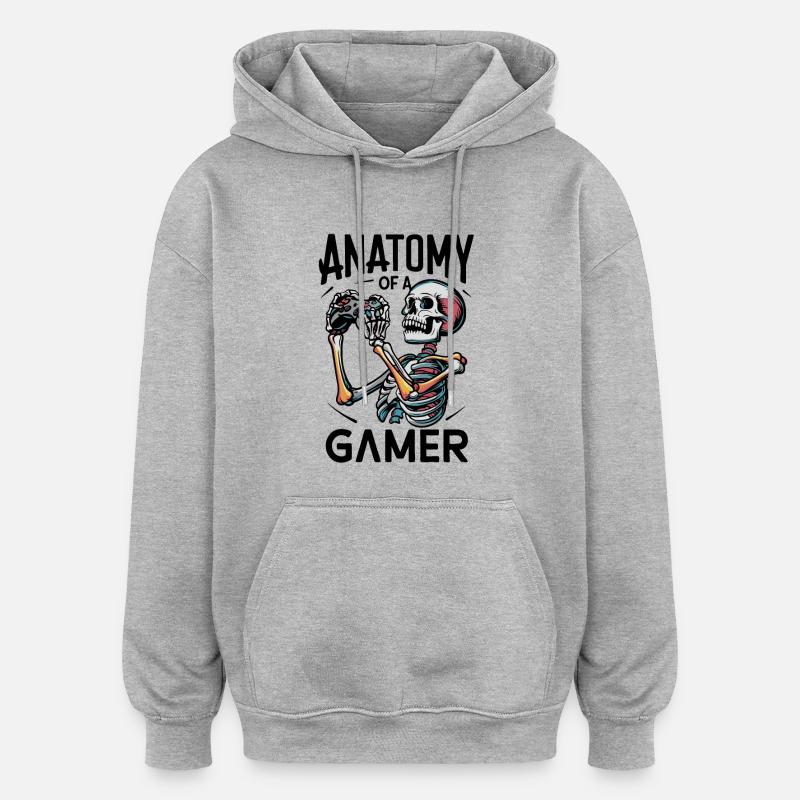 Kniezekskool mit Skelettflammen - Oversized Unisex Hoodie - Grau meliert