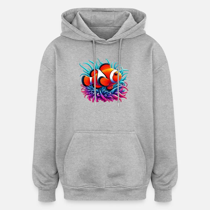Clownfisch - Oversized Unisex Hoodie - Grau meliert