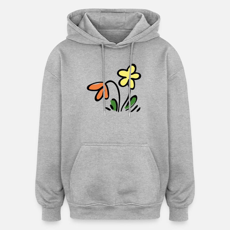 Fleur - Sweat à capuche oversize unisexe - gris chiné