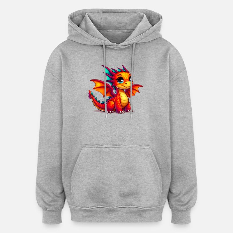Drache - Oversized Unisex Hoodie - Grau meliert