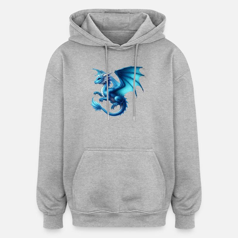 Dragon - Sweat à capuche oversize unisexe - gris chiné