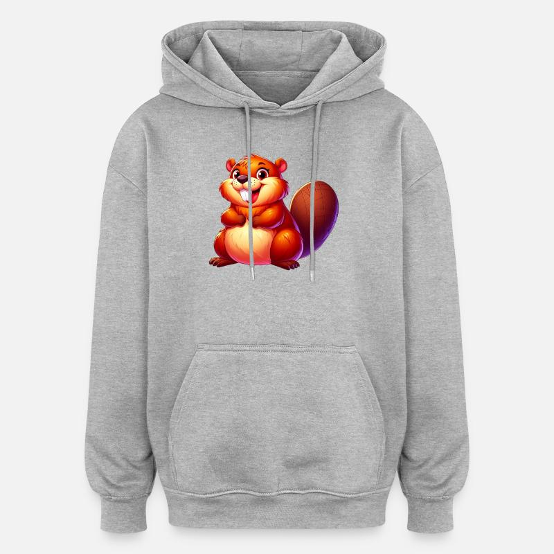 Castor - Sweat à capuche oversize unisexe - gris chiné