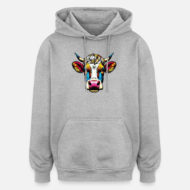 Vache - Sweat à capuche oversize unisexe - gris chiné