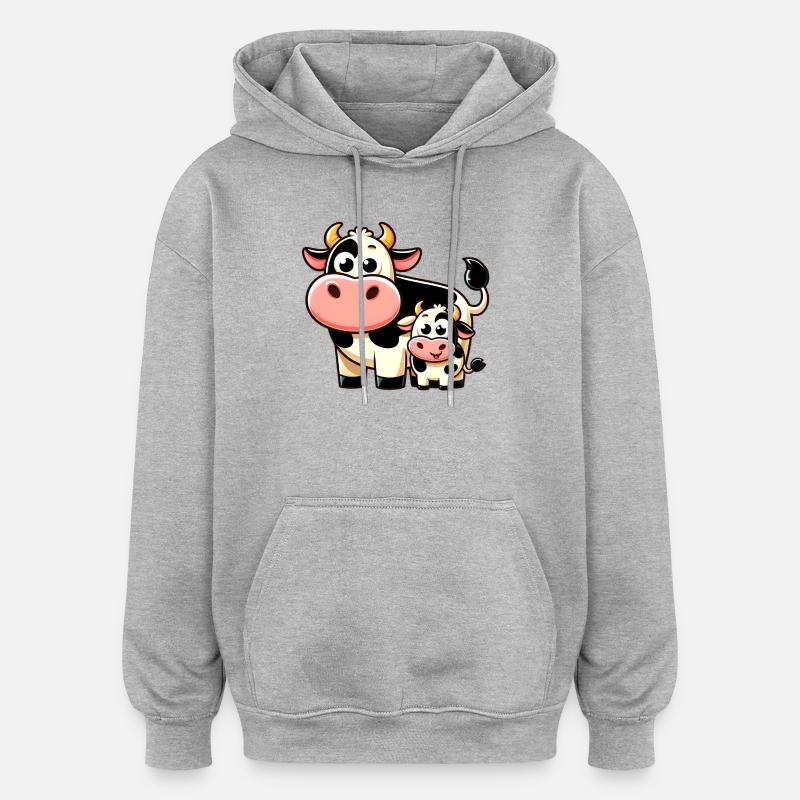 Vache Vaches - Sweat à capuche oversize unisexe - gris chiné