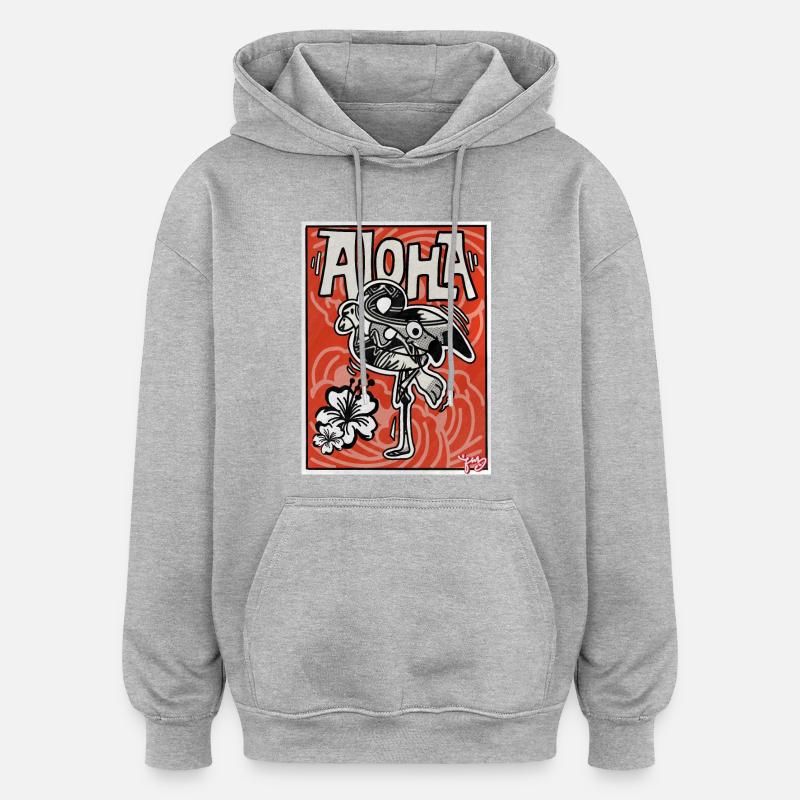 ALOHA - Sweat à capuche oversize unisexe - gris chiné