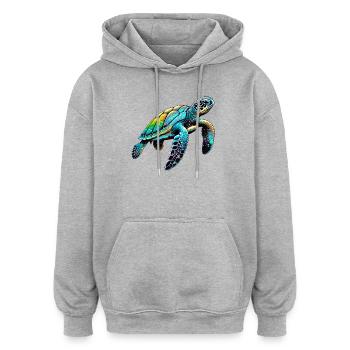 Schildkröte - Oversized Unisex Hoodie - Grau meliert - Vorne - Noah (186cm)