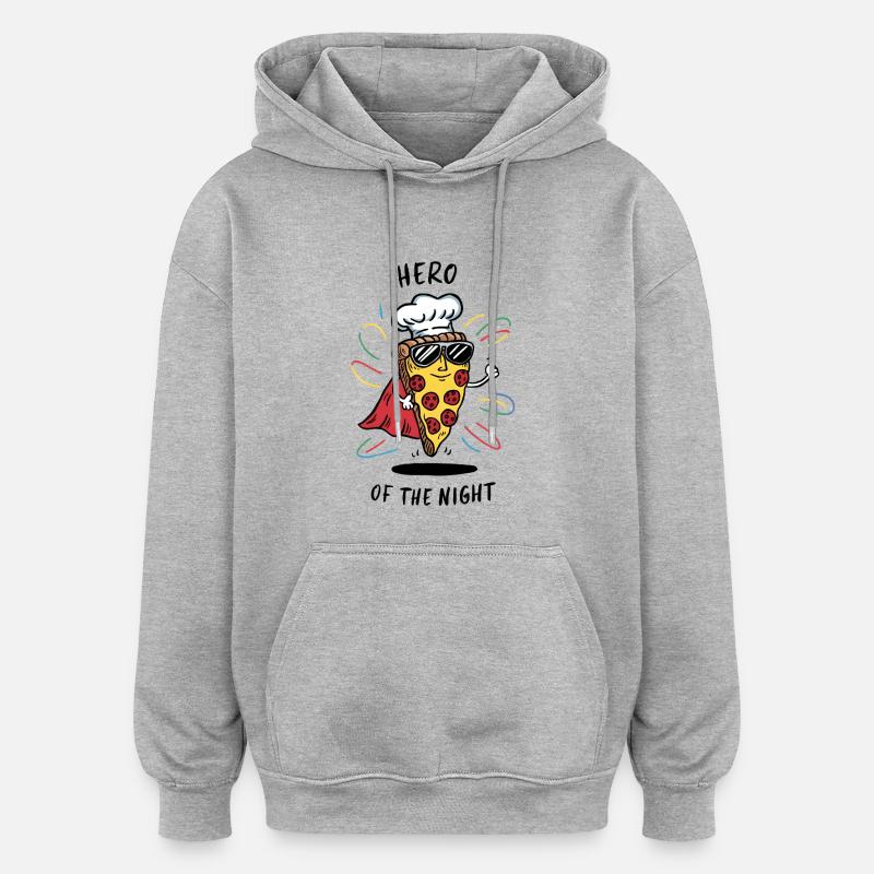 Restes de Pizza Hero - Sweat à capuche oversize unisexe - gris chiné