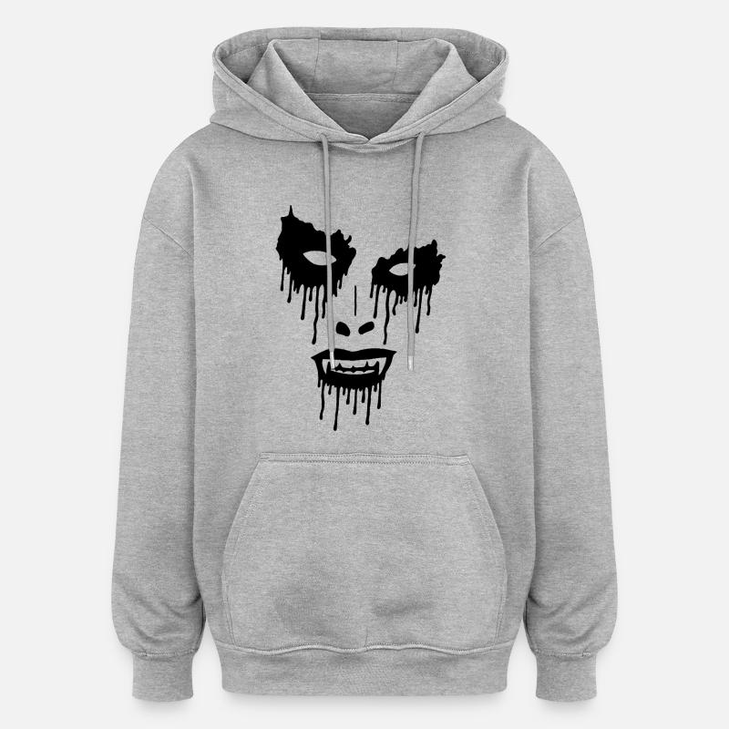 Le visage noir du mal - Sweat à capuche oversize unisexe - gris chiné