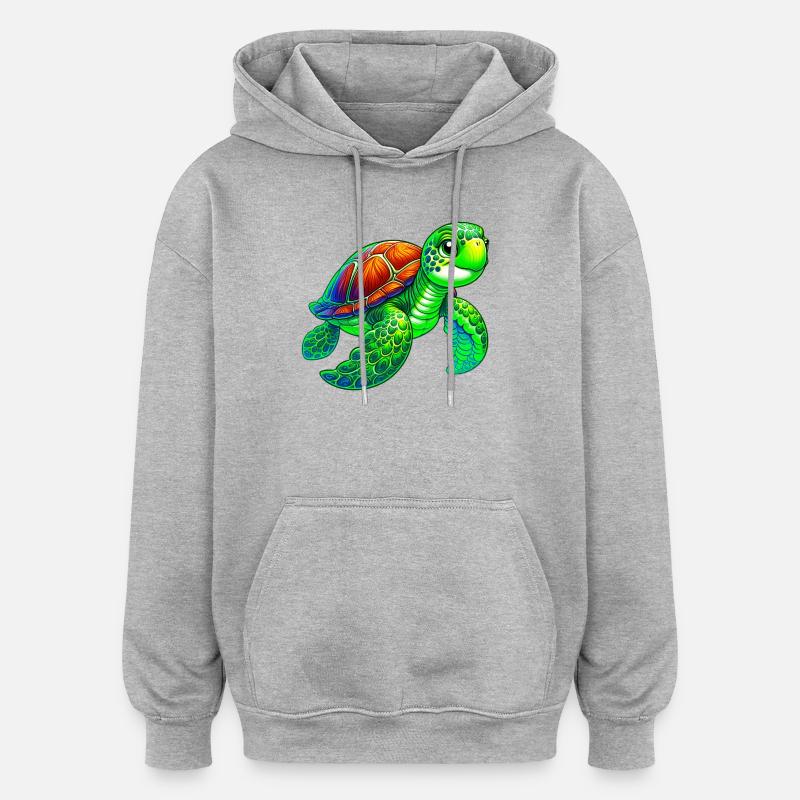 Schildkröte - Oversized Unisex Hoodie - Grau meliert