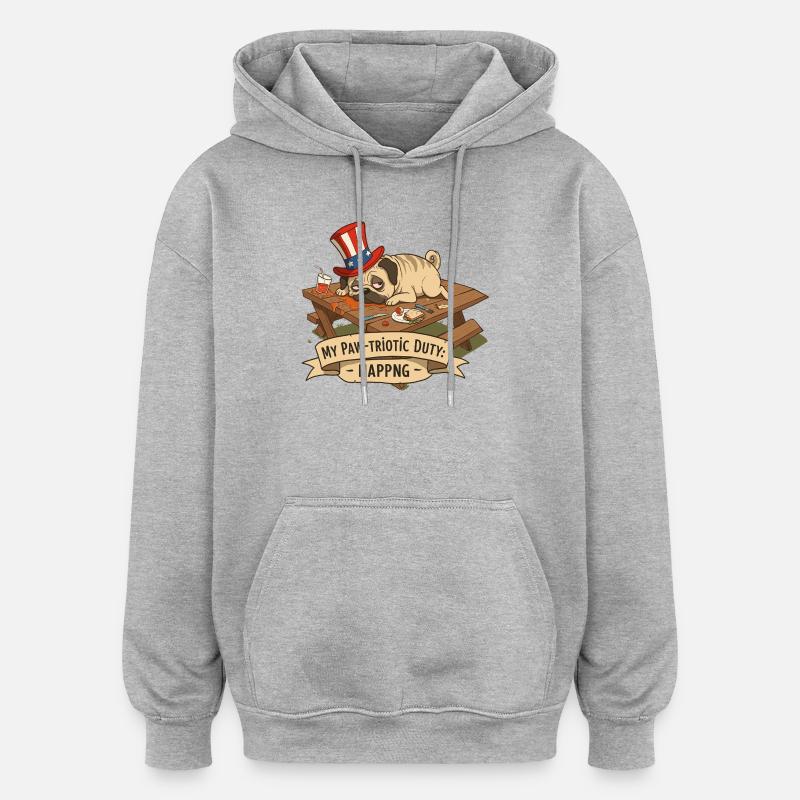 Sieste de carlin - Sweat à capuche oversize unisexe - gris chiné