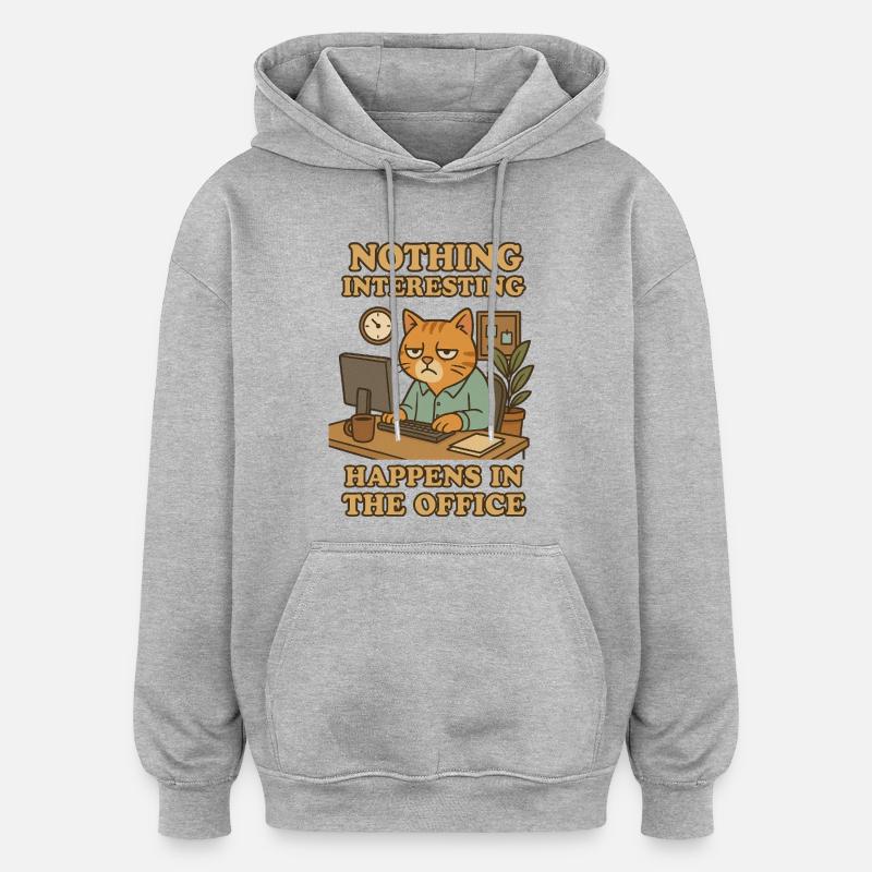 Rien d’intéressant Chat de bureau - Sweat à capuche oversize unisexe - gris chiné