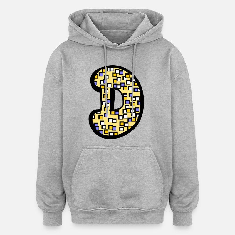 Lettre D avec caractère - Sweat à capuche oversize unisexe - gris chiné