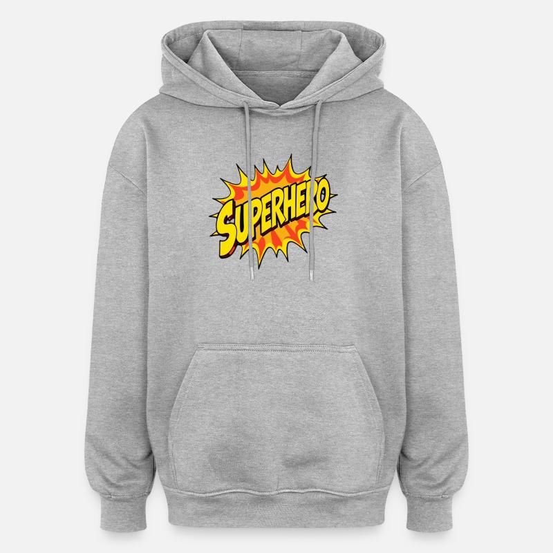 Superhelden-Design im Comic-Stil - Oversized Unisex Hoodie - Grau meliert