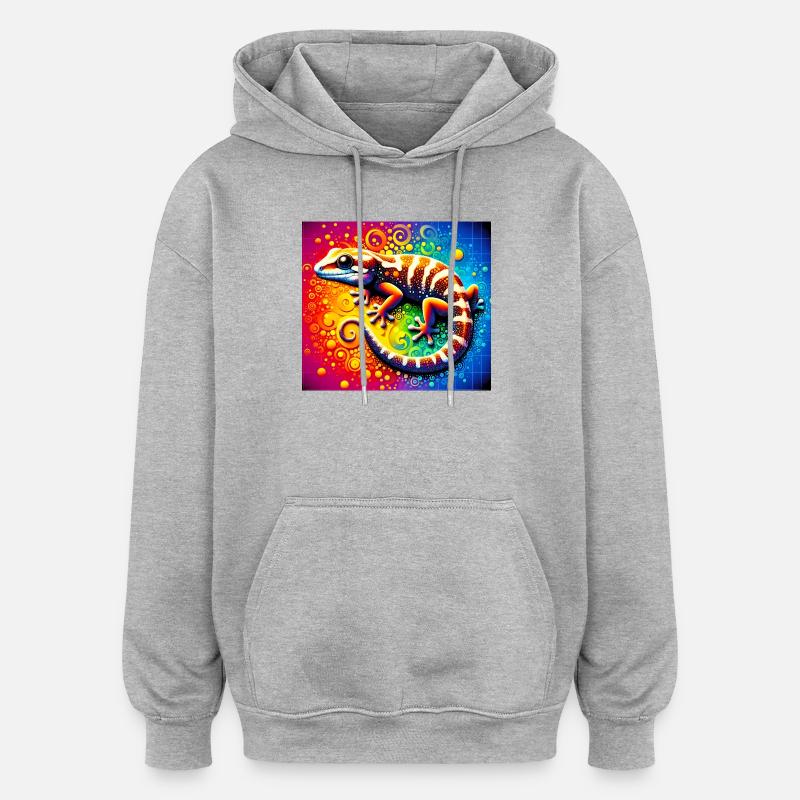 Gecko - Sweat à capuche oversize unisexe - gris chiné
